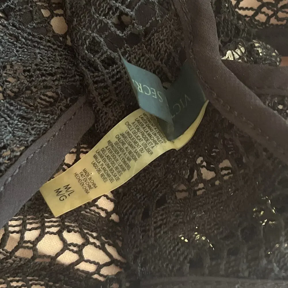 Victoria's Secret | Black Fishnet Racerback Swim Cover Top | M | 2010s